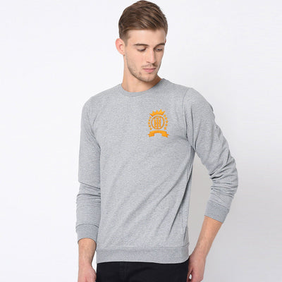 Men Fleece Logo Embroidered Grey Sweatshirt - The Original Wears