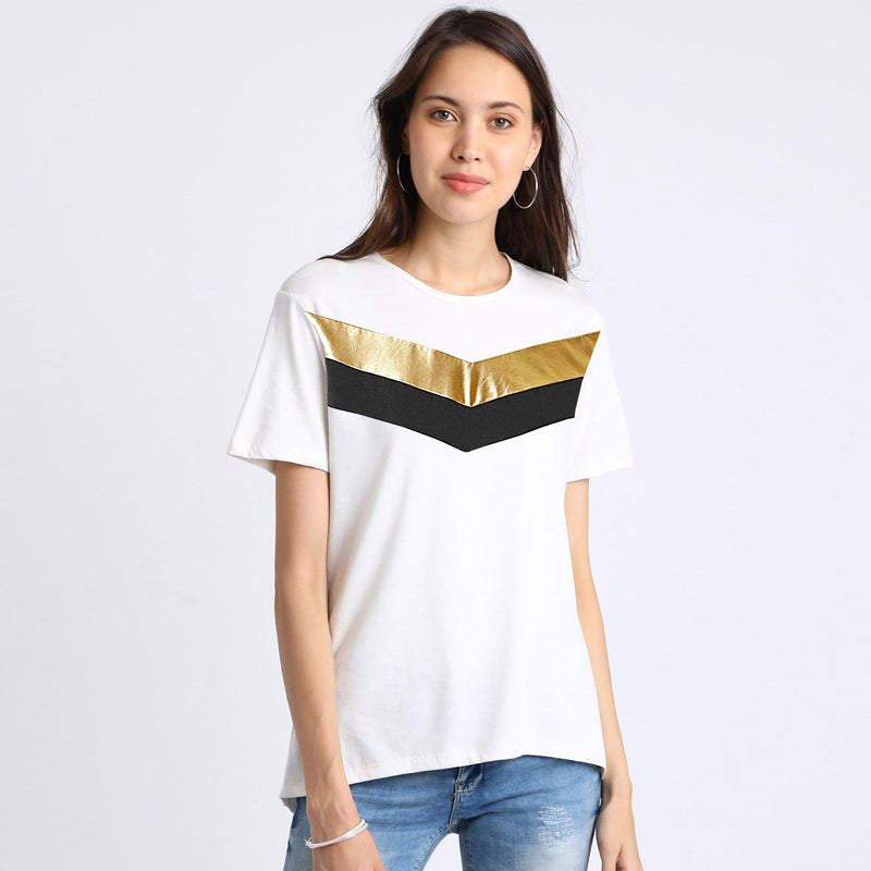 Women Exclusive White Printed Tee Shirt