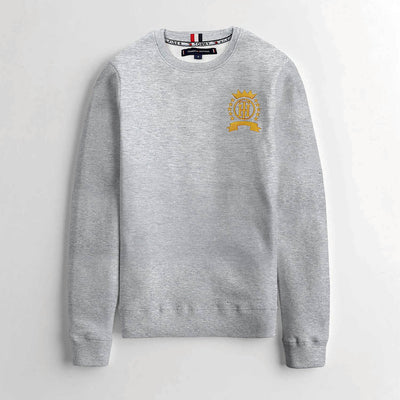 Men Fleece Logo Embroidered Grey Sweatshirt - The Original Wears