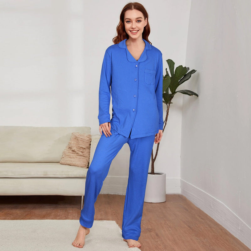 Ladies Winter Blue Cotton Sleepwear - The Original Wears