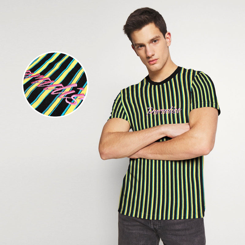 Men Premium Black/Yellow Stripes Tee Shirt