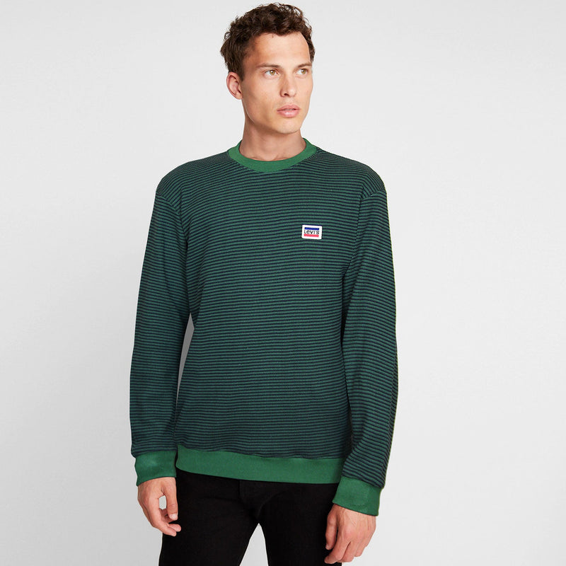 Men Green Stripes Thermal Sweatshirt - The Original Wears