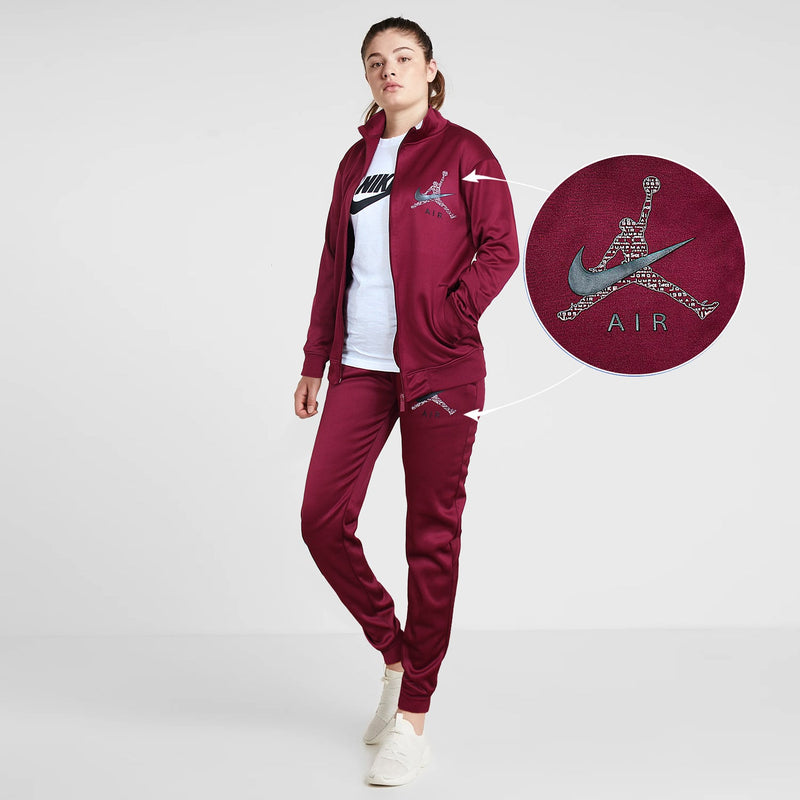 Ladies Authentic 3-Piece Polyfleece Maroon Tracksuit - The Original Wears