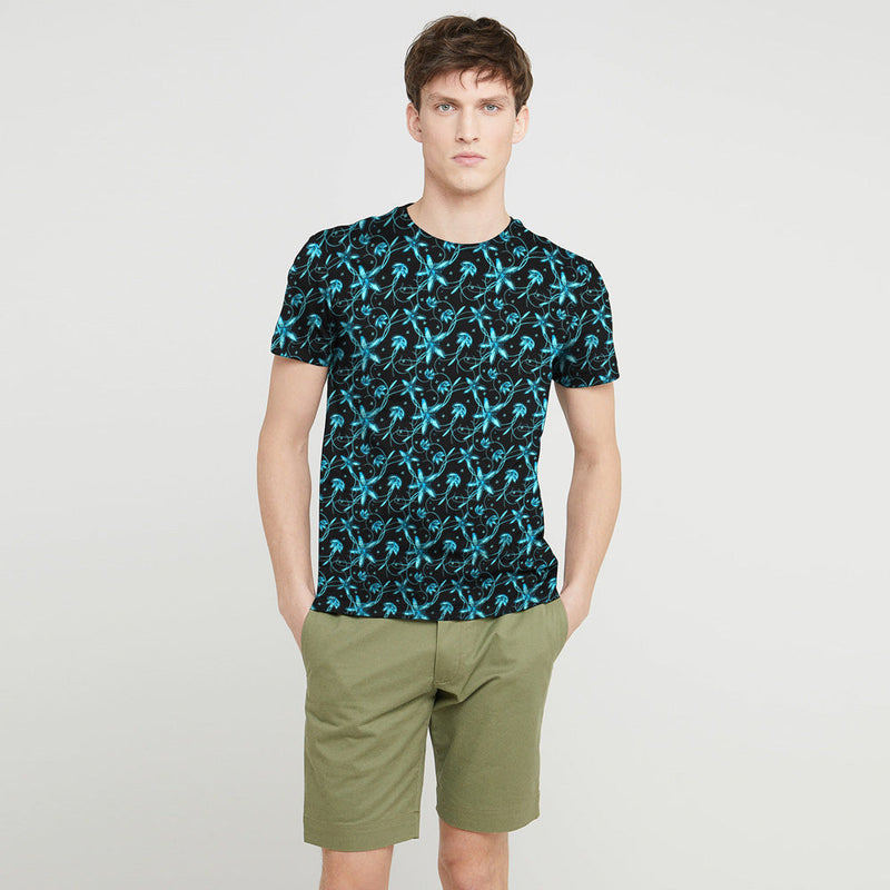 Hlstr Men Sea Green Printed Cotton Crewneck Tee Shirt - The Original Wears