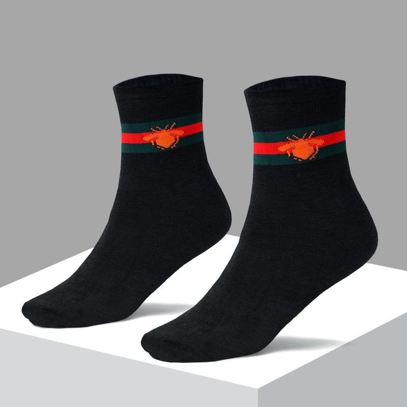 Exclusive Black Grey Comfort Class Crew Socks (Pack of 1)