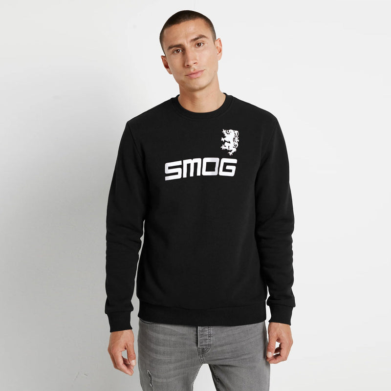 Men Fleece Black Embossed Sweatshirt