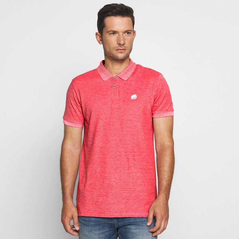 Men Summer Pink Embroidered Polo Shirt