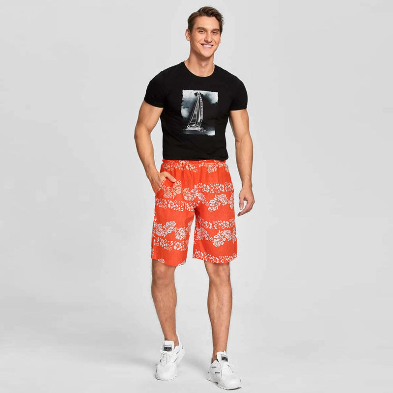 Capra Welie Summer Orange Floral Linen Shorts