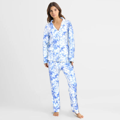 Ladies Sky Blue Printed Cotton Sleepwear - The Original Wears