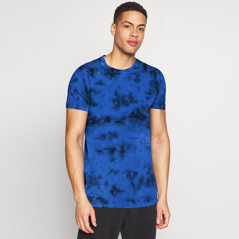 Men Exclusive Blue Tie & Dye Cotton Tee Shirt