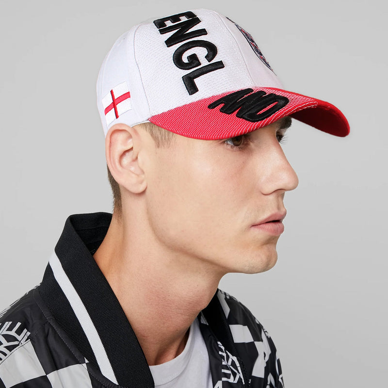 Men Red White Trefoil Embroidered Logo Cap