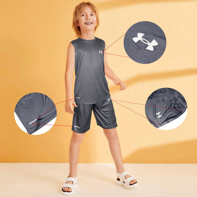 Kids Summer Grey Tank Top shorts set