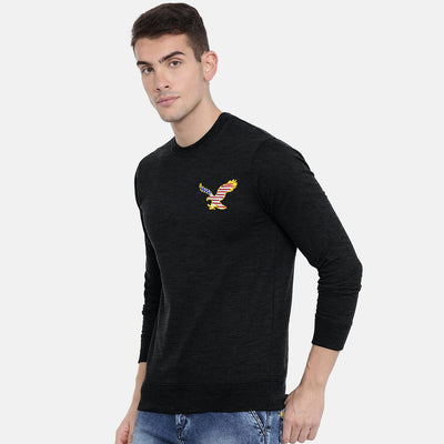 Men Fleece Charcoal Embroidered Sweatshirt - The Original Wears