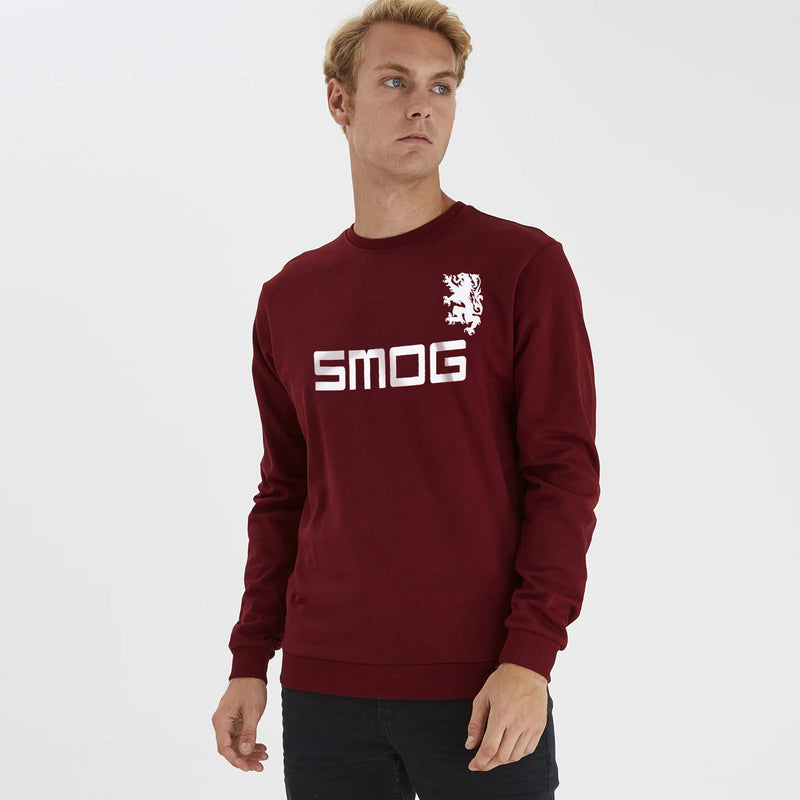 Men Fleece Maroon Embossed Sweatshirt