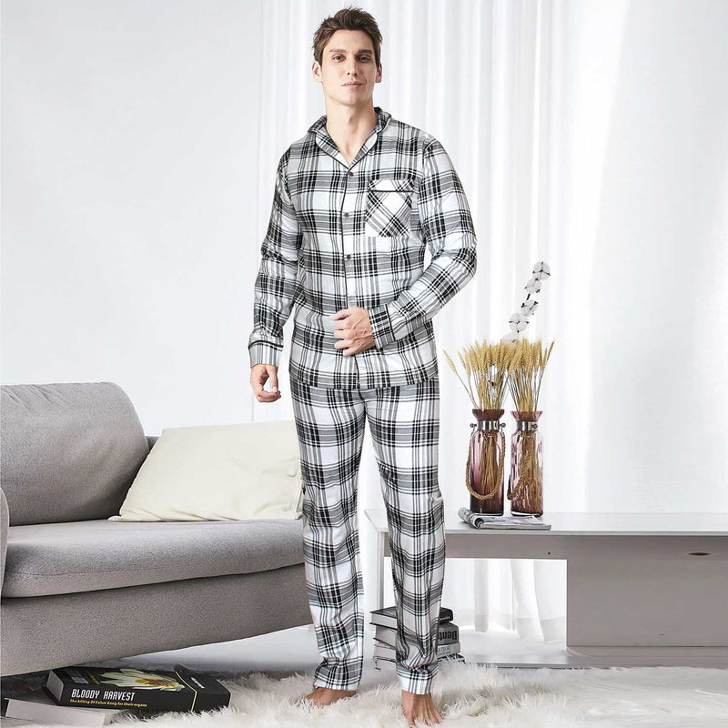 Men Cotton Check Sleepwear Pajama Set