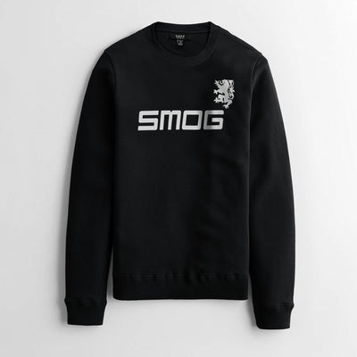 Men Fleece Black Embossed Sweatshirt