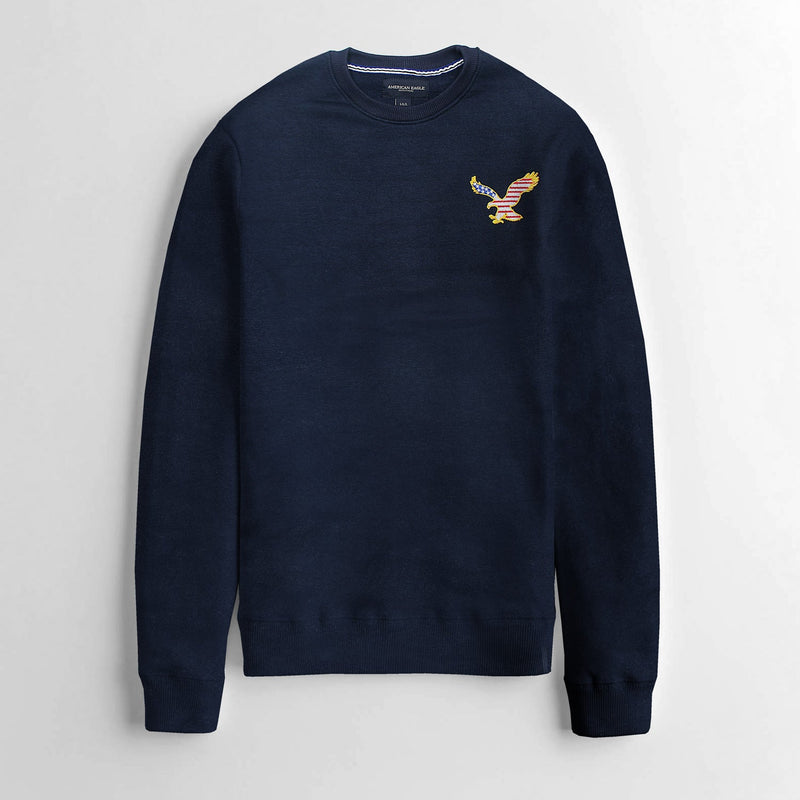 Men Fleece Logo Embroidered Blue Sweatshirt - The Original Wears