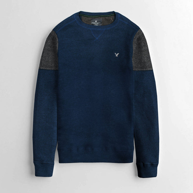 Men Fleece Blue Embroidered Sweatshirt