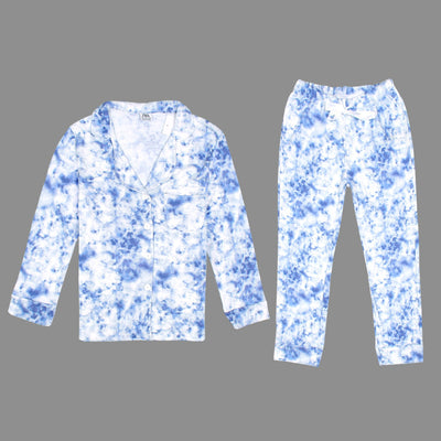 Ladies Sky Blue Printed Cotton Sleepwear - The Original Wears