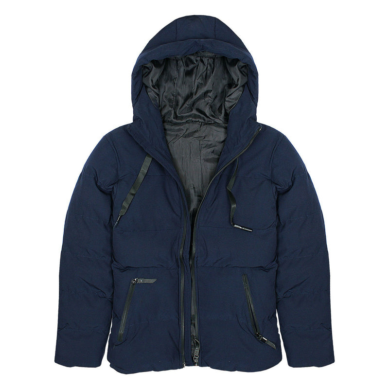 Men Winter Blue Hooded Puffer Jacket