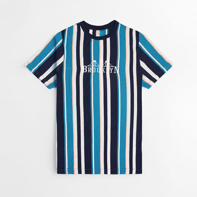 Men Premium Blue/White Stripes Tee Shirt