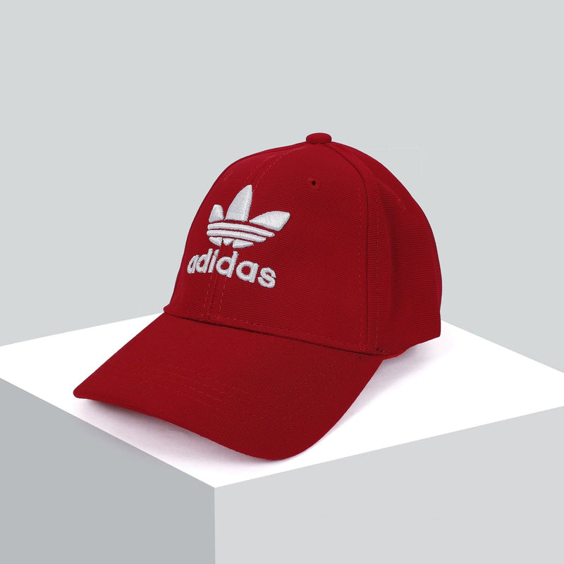 Men Red Trefoil Embroidered Logo Cap