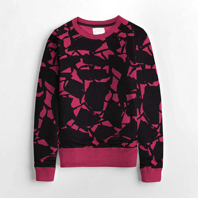 Ladies Red/Black Printed Sweatshirt