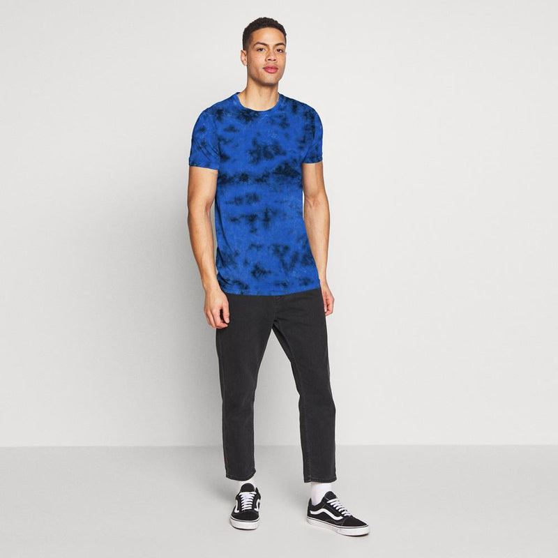 Men Exclusive Blue Tie & Dye Cotton Tee Shirt