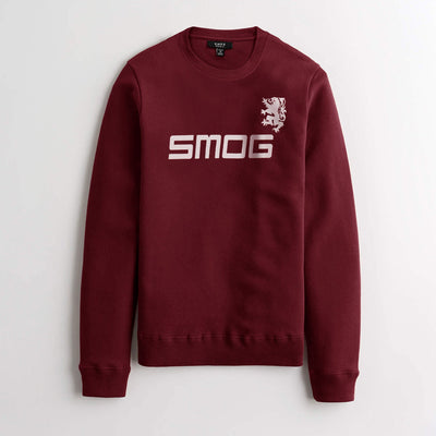 Men Fleece Maroon Embossed Sweatshirt