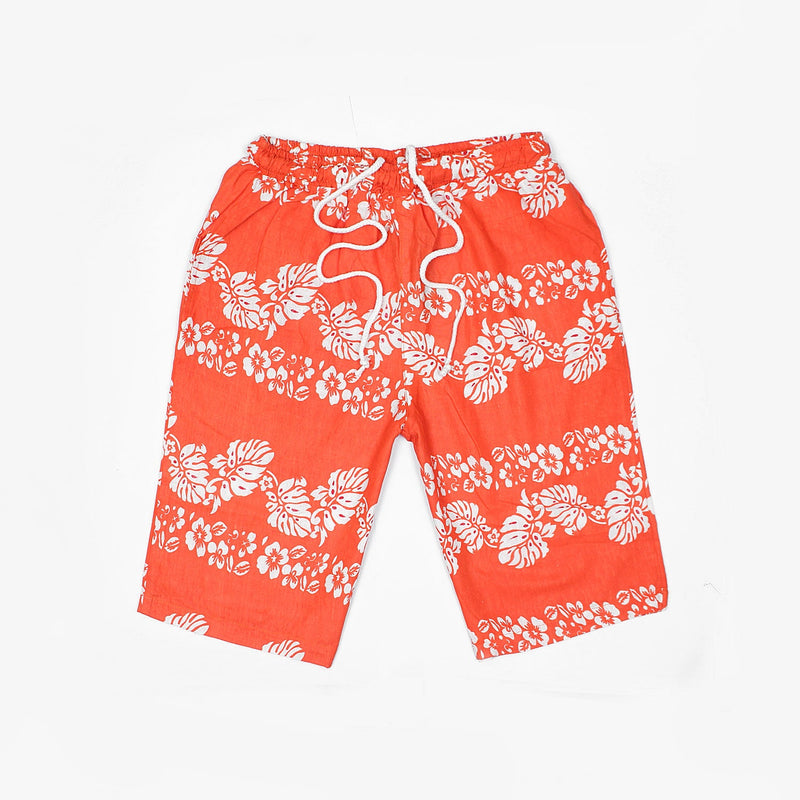 Capra Welie Summer Orange Floral Linen Shorts