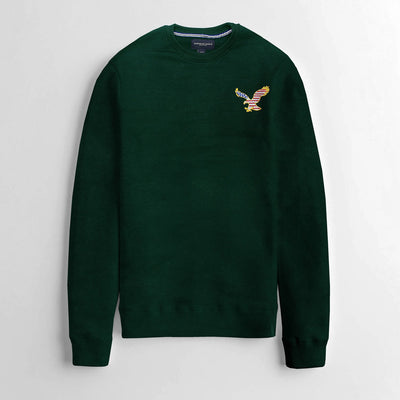 Men Fleece Green Embroidered Sweatshirt - The Original Wears