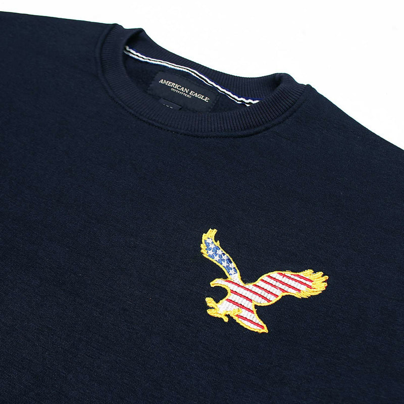 Men Fleece Logo Embroidered Blue Sweatshirt - The Original Wears