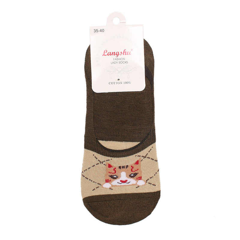 Ladies Brown No-Show Socks (Pack of 1)