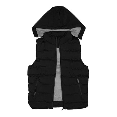 Men's Sleeveless Black Hooded Puffer Jacket