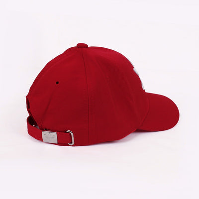 Men Red Trefoil Embroidered Logo Cap