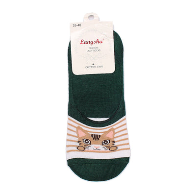 Ladies Green No-Show Socks (Pack of 1)