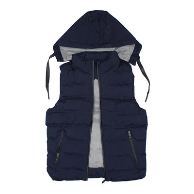 Men's Sleeveless Blue Hooded Puffer Jacket