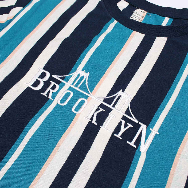 Men Premium Blue/White Stripes Tee Shirt