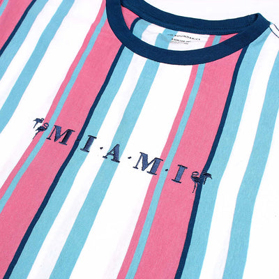 Men Premium White/Pink Striped Tee Shirt