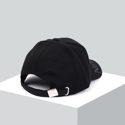 Men Trefoil Black Embroidered Logo Cap