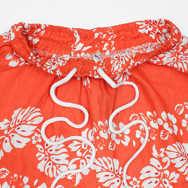 Capra Welie Summer Orange Floral Linen Shorts