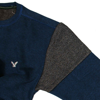 Men Fleece Blue Embroidered Sweatshirt