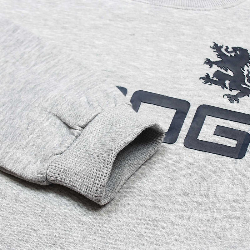 Men Fleece Grey Embossed Sweatshirt