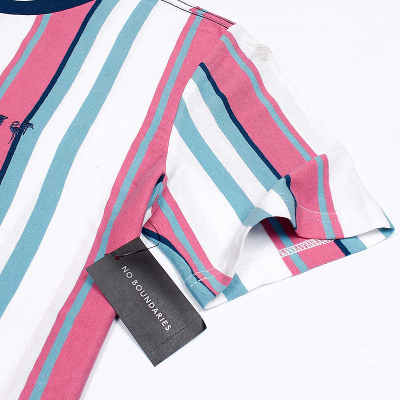 Men Premium White/Pink Striped Tee Shirt