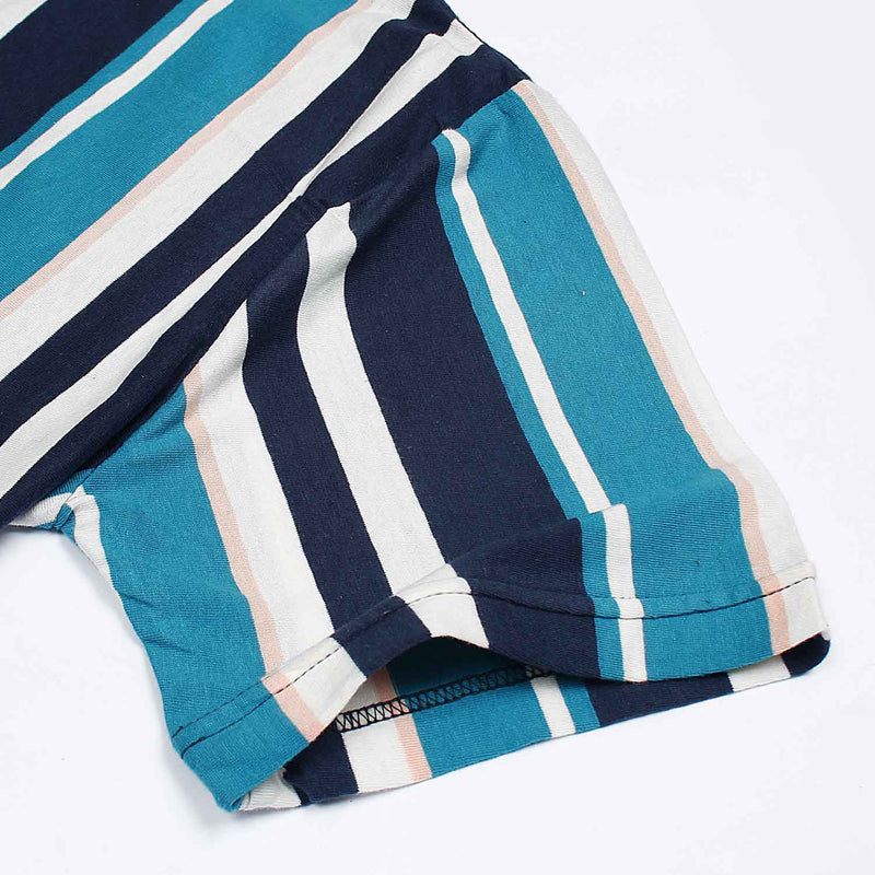 Men Premium Blue/White Stripes Tee Shirt