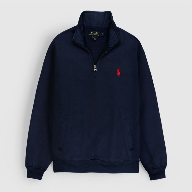 Men Luxury Jersey Quarter Zip Pullover Blue