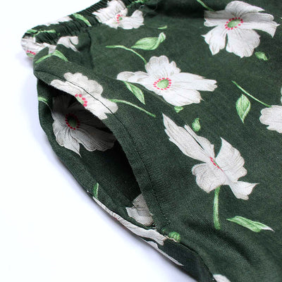 Capra Welie Summer Green Floral Linen Shorts