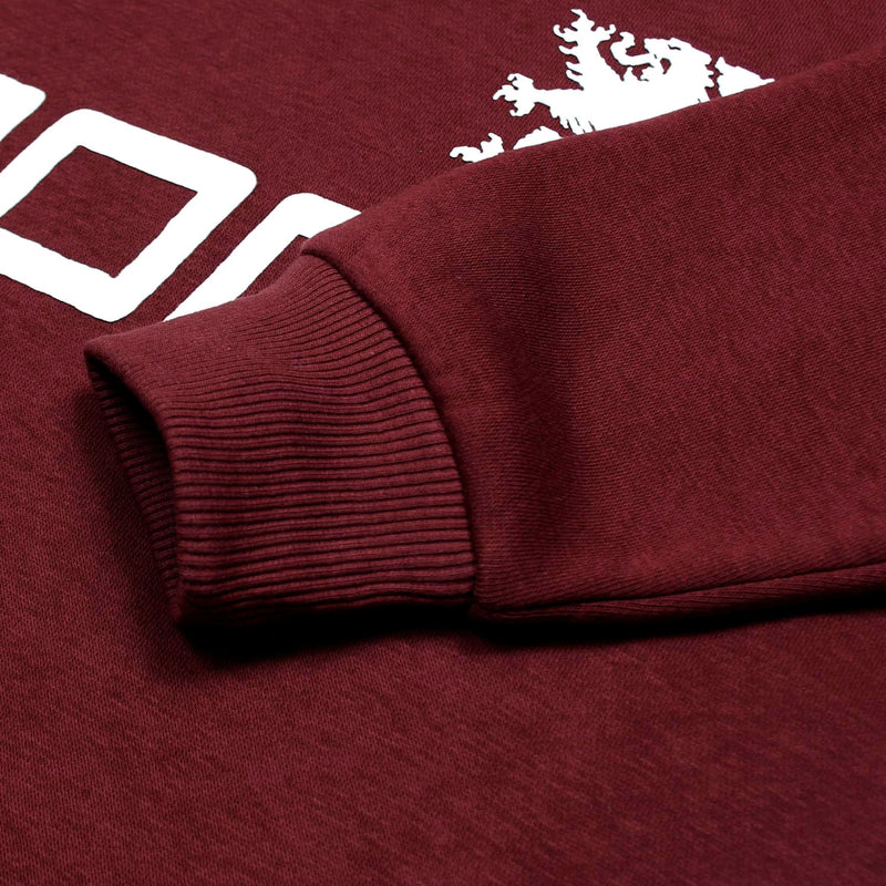 Men Fleece Maroon Embossed Sweatshirt