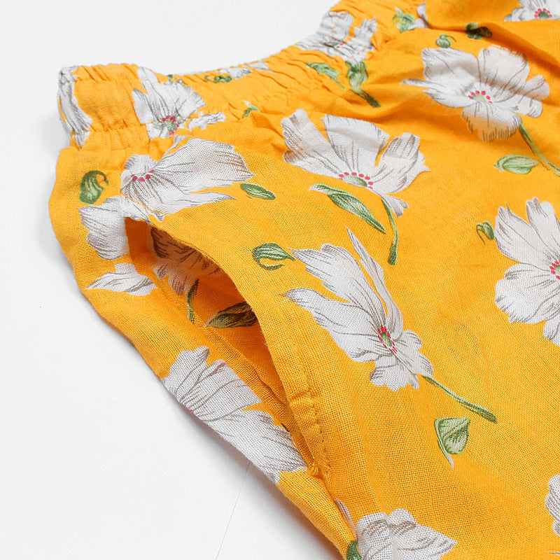 Capra Welie Summer Yellow Floral Linen Shorts