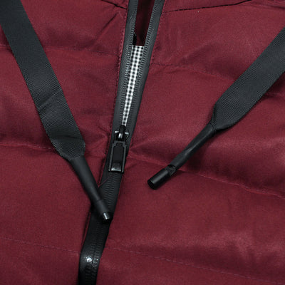 Men's Sleeveless Maroon Hooded Puffer Jacket